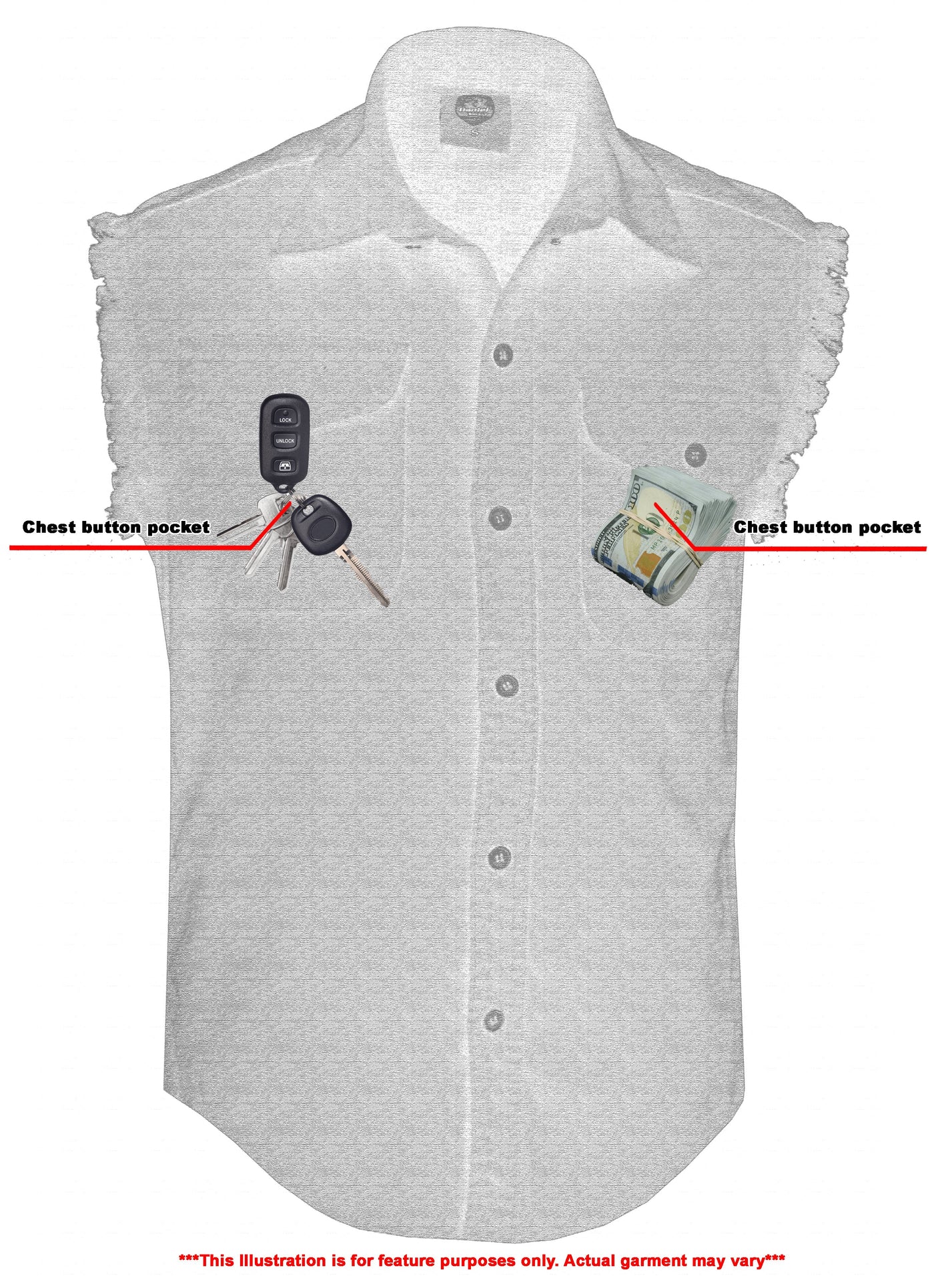 DM Men's Blue Lightweight Sleeveless Denim Shirt
