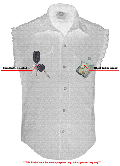 DM Men's Blue Lightweight Sleeveless Denim Shirt