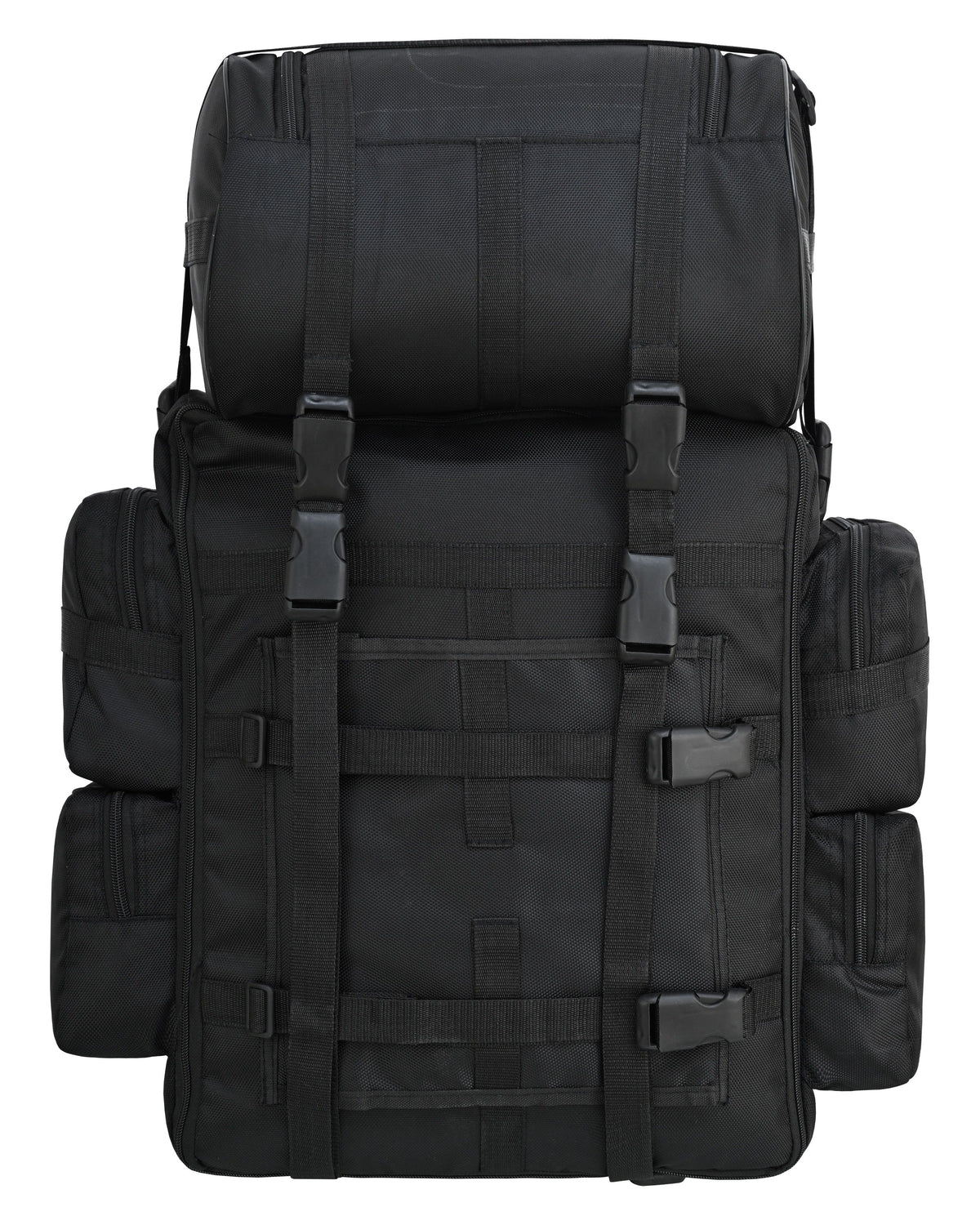 Vance Black Textile Medium Motorcycle Sissy Bar Bag with Rain Cover