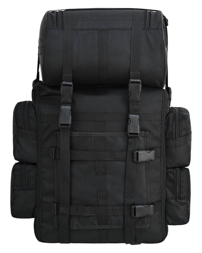 Vance Black Textile Medium Motorcycle Sissy Bar Bag with Rain Cover