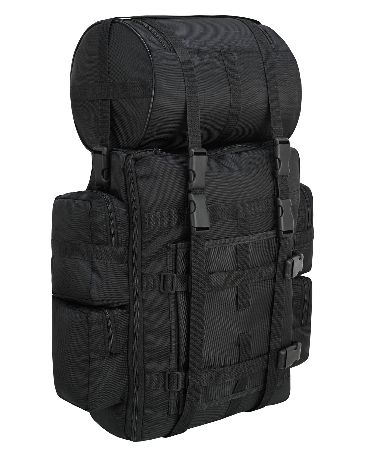 Vance Black Textile Medium Motorcycle Sissy Bar Bag with Rain Cover