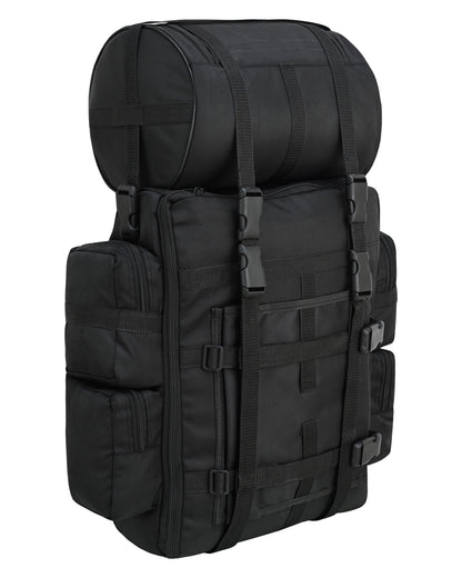 Vance Black Textile Medium Motorcycle Sissy Bar Bag with Rain Cover