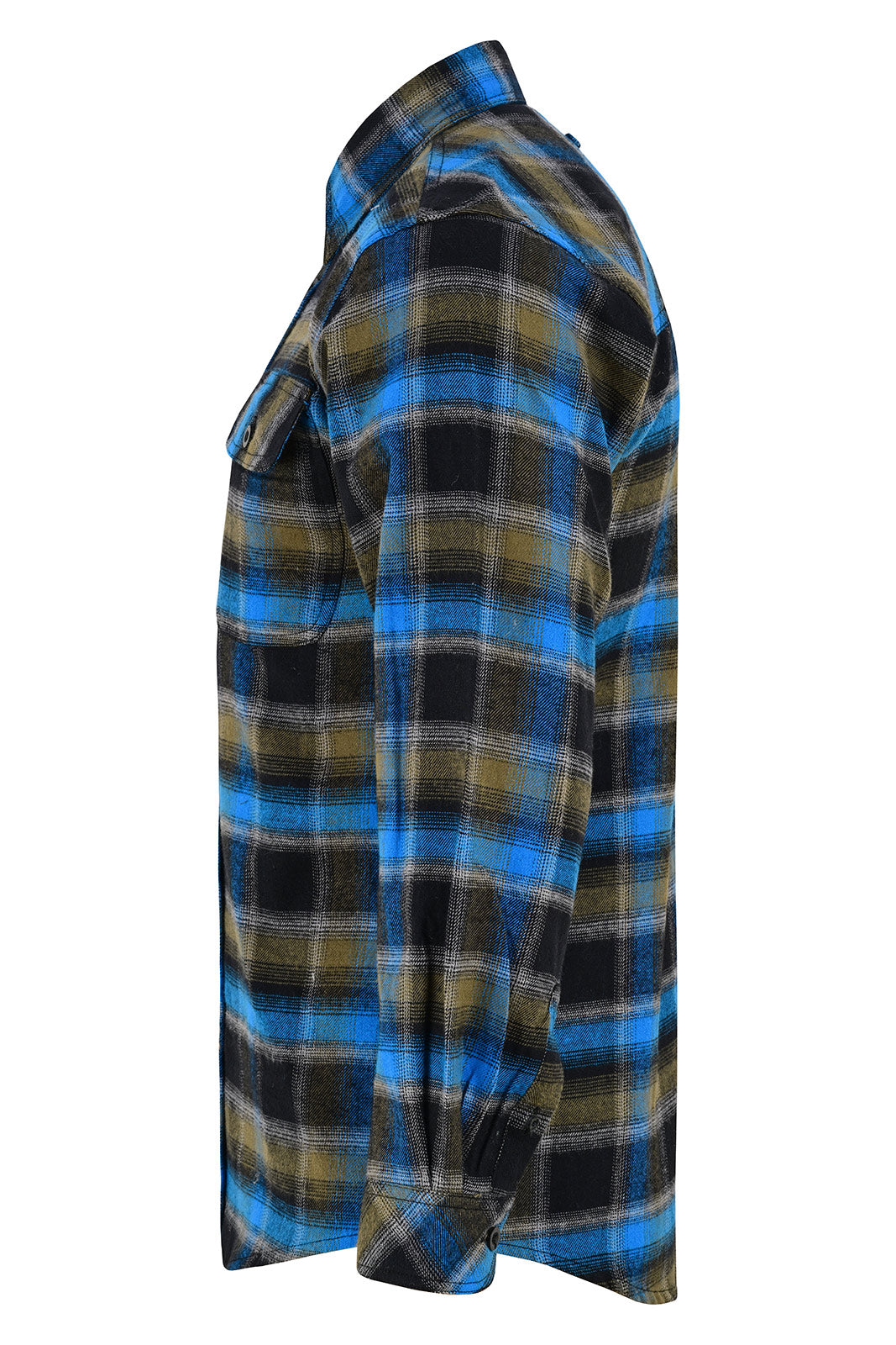 Vance Leather VB1716BrBl Plaid River Men's Long Sleeve Plaid Button Down Casual Flannel Shirt, 100% Cotton, Corduroy Cuffs