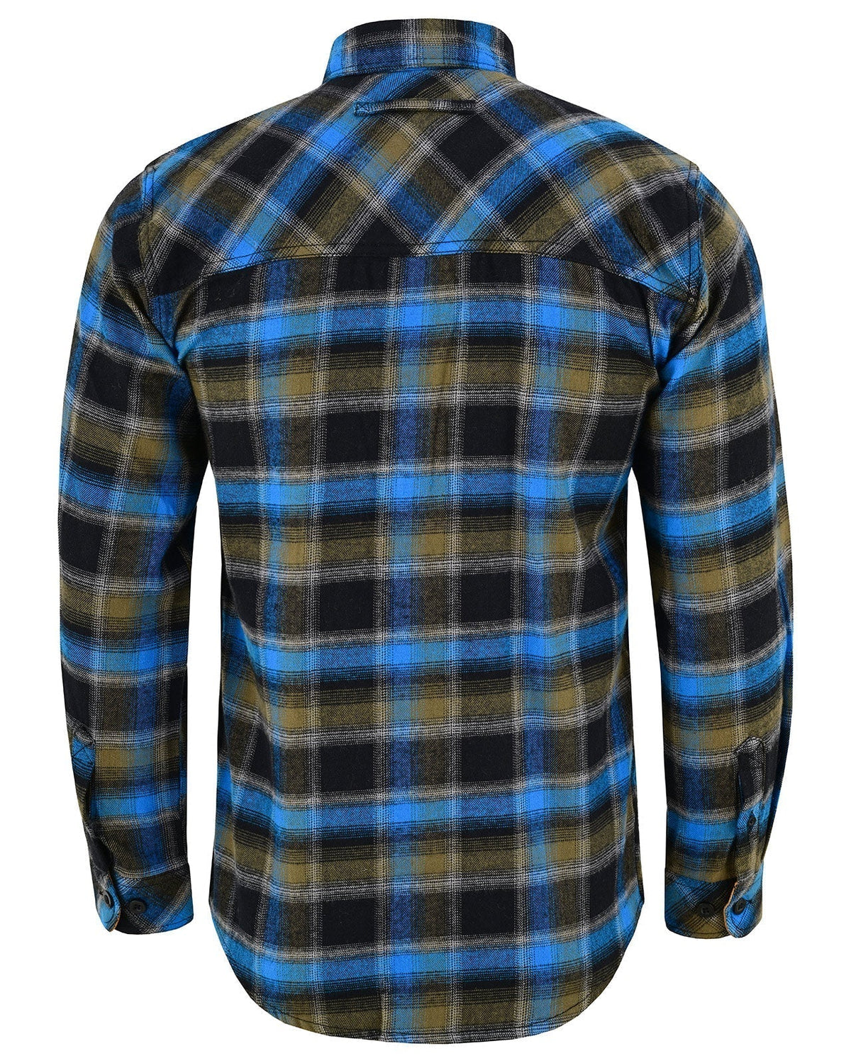 Vance Leather VB1716BrBl Plaid River Men's Long Sleeve Plaid Button Down Casual Flannel Shirt, 100% Cotton, Corduroy Cuffs