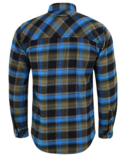 Vance Leather VB1716BrBl Plaid River Men's Long Sleeve Plaid Button Down Casual Flannel Shirt, 100% Cotton, Corduroy Cuffs