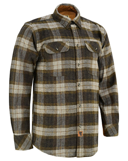 Vance Leather VB1713TG Tuscan Gold Men's Long Sleeve Plaid Button Down Casual Flannel Shirt, 100% Cotton, Corduroy Cuffs