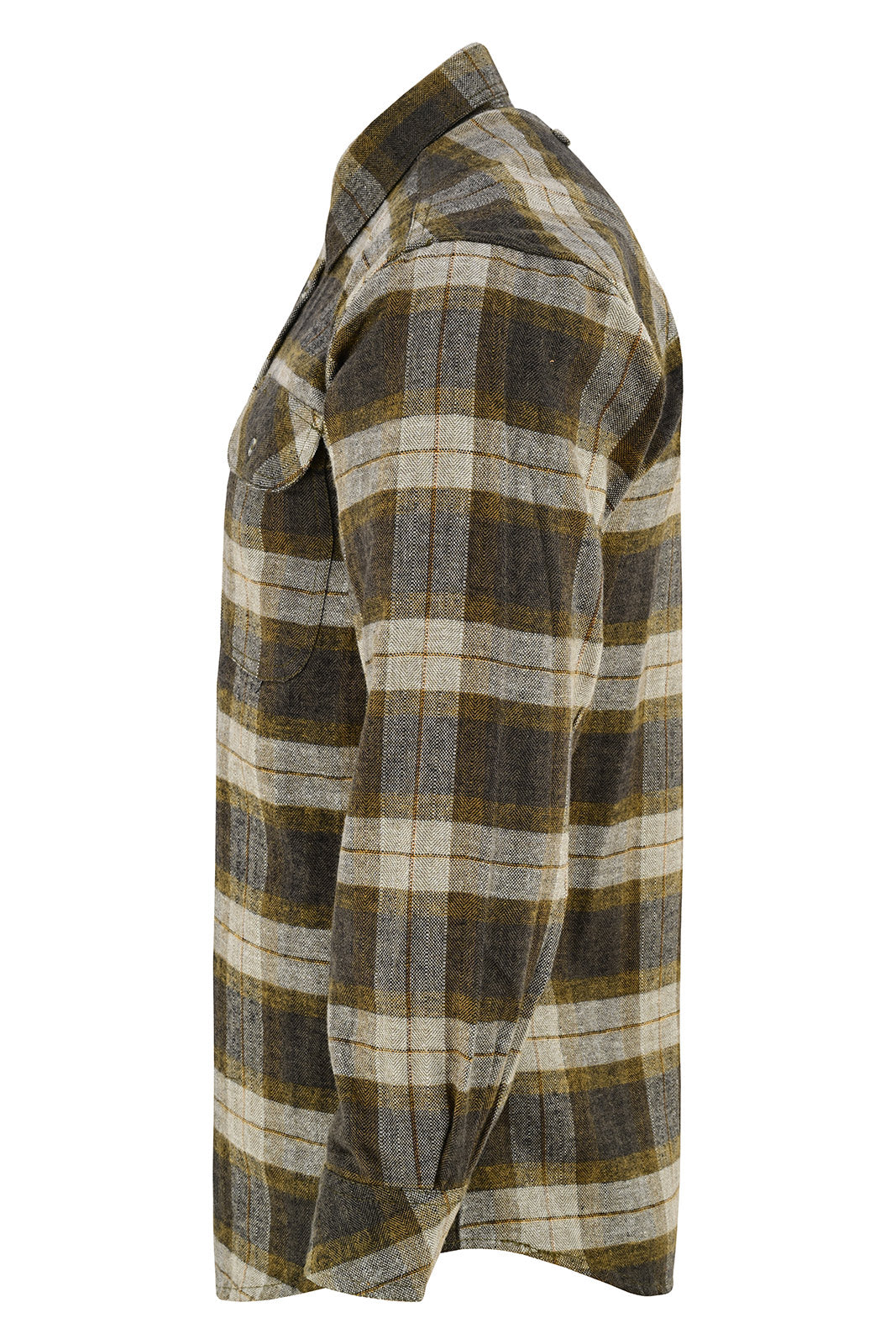 Vance Leather VB1713TG Tuscan Gold Men's Long Sleeve Plaid Button Down Casual Flannel Shirt, 100% Cotton, Corduroy Cuffs
