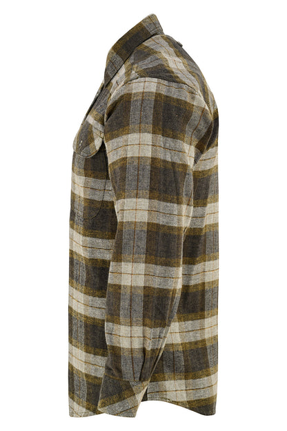 Vance Leather VB1713TG Tuscan Gold Men's Long Sleeve Plaid Button Down Casual Flannel Shirt, 100% Cotton, Corduroy Cuffs