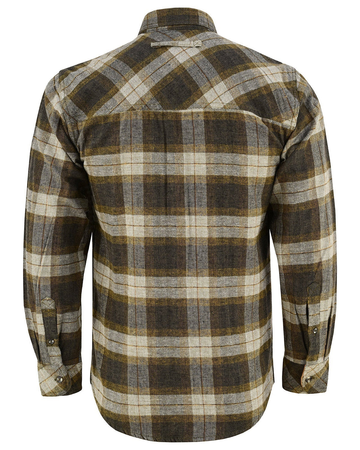 Vance Leather VB1713TG Tuscan Gold Men's Long Sleeve Plaid Button Down Casual Flannel Shirt, 100% Cotton, Corduroy Cuffs