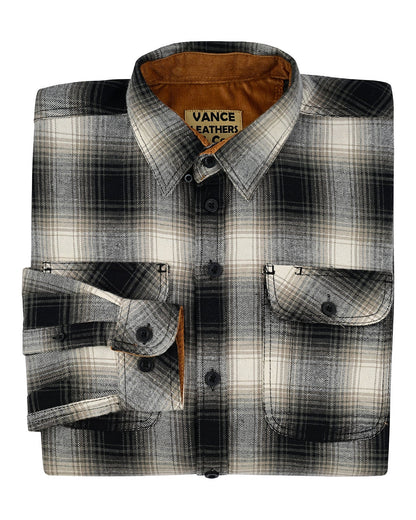 Vance Leather VB1717WGB Men's Timberwolf Long Sleeve Plaid Button Down Casual Flannel Shirt, 100% Cotton, Corduroy Cuffs