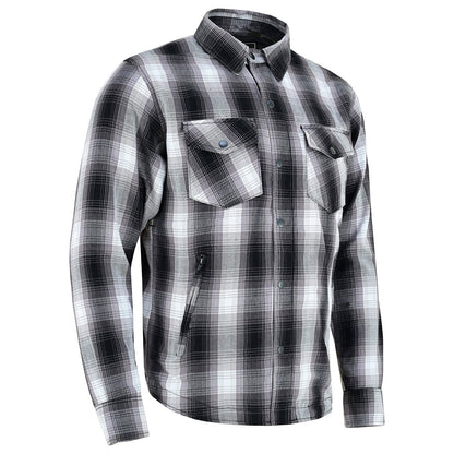 Mens Timberwolf Armored Flannel Motorcycle Shirt w/Underarm Ventilation & CE Approved Armor Reinforced w/Aramid Fiber