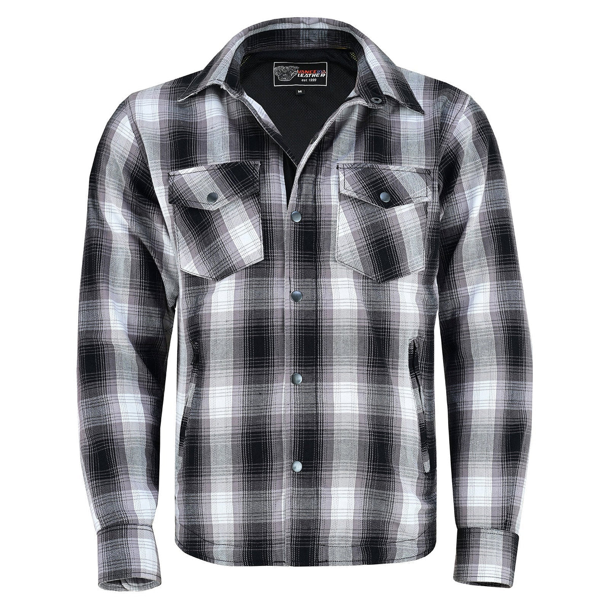 Mens Timberwolf Armored Flannel Motorcycle Shirt w/Underarm Ventilation & CE Approved Armor Reinforced w/Aramid Fiber