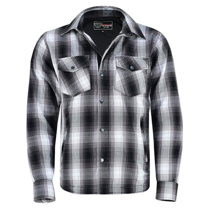 Mens Timberwolf Armored Flannel Motorcycle Shirt w/Underarm Ventilation & CE Approved Armor Reinforced w/Aramid Fiber