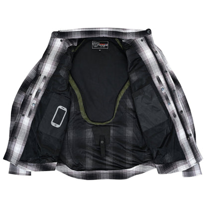 Mens Timberwolf Armored Flannel Motorcycle Shirt w/Underarm Ventilation & CE Approved Armor Reinforced w/Aramid Fiber
