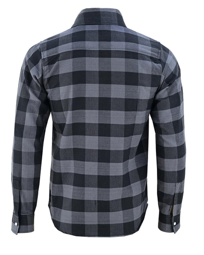 Vance Grey Men's Long Sleeve Plaid Snap Down Casual Flannel Shirt, 100% Cotton