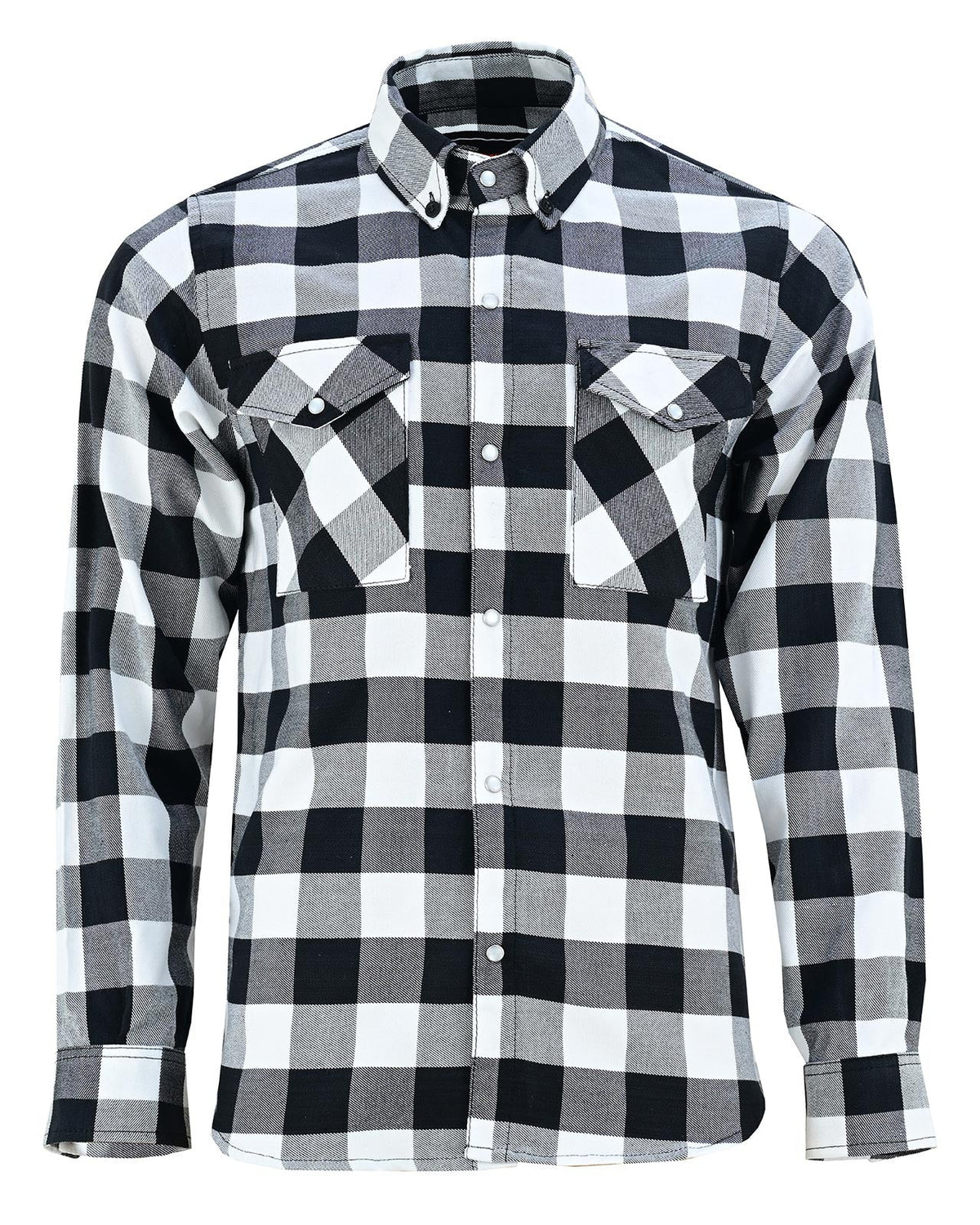 Vance White & Black Men's Long Sleeve Plaid Snap Down Casual Flannel Shirt, 100% Cotton