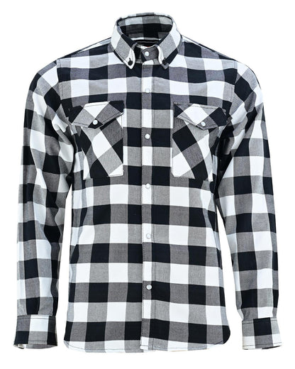 Vance White & Black Men's Long Sleeve Plaid Snap Down Casual Flannel Shirt, 100% Cotton