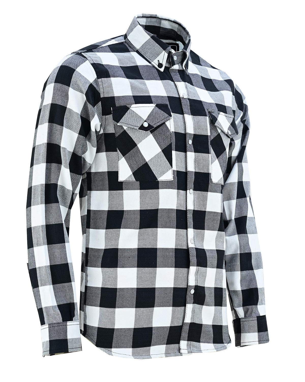 Vance White & Black Men's Long Sleeve Plaid Snap Down Casual Flannel Shirt, 100% Cotton