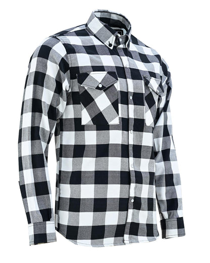 Vance White & Black Men's Long Sleeve Plaid Snap Down Casual Flannel Shirt, 100% Cotton