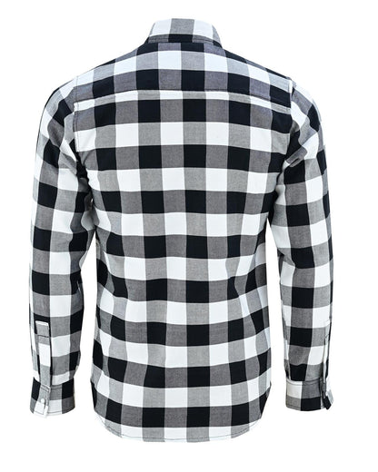 Vance White & Black Men's Long Sleeve Plaid Snap Down Casual Flannel Shirt, 100% Cotton