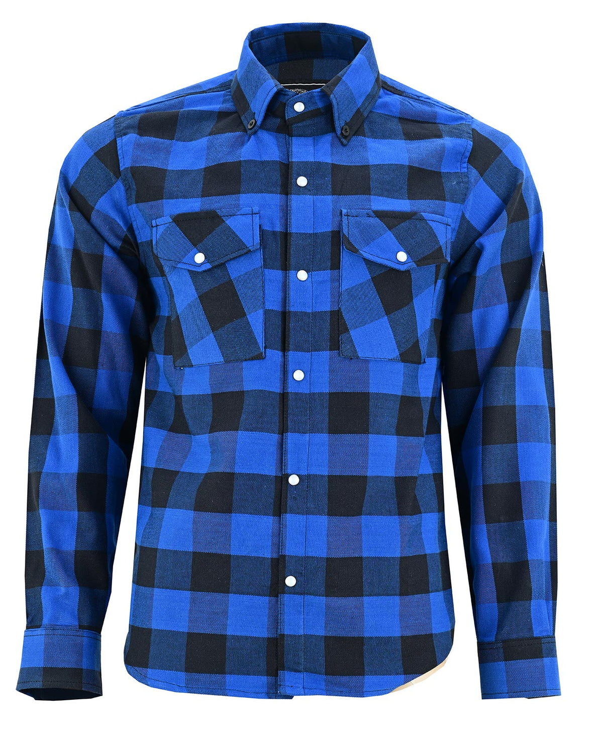 Vance Blue Men's Long Sleeve Plaid Snap Down Casual Flannel Shirt, 100% Cotton