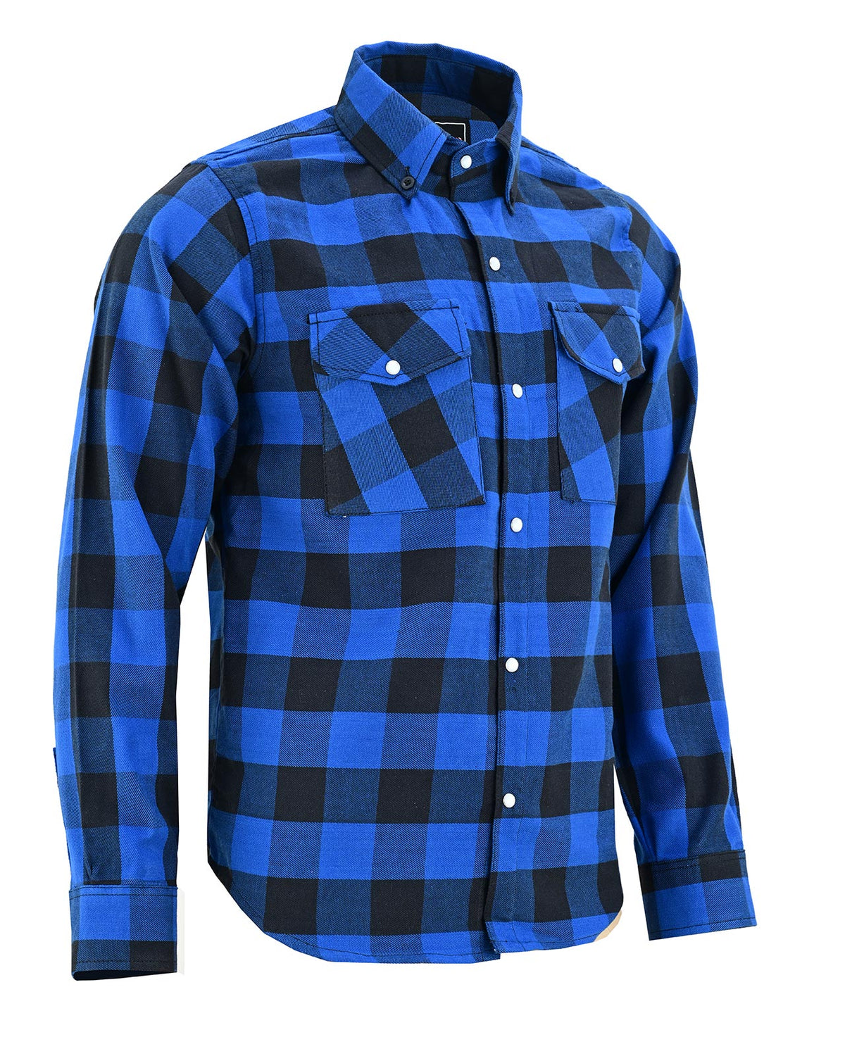 Vance Blue Men's Long Sleeve Plaid Snap Down Casual Flannel Shirt, 100% Cotton