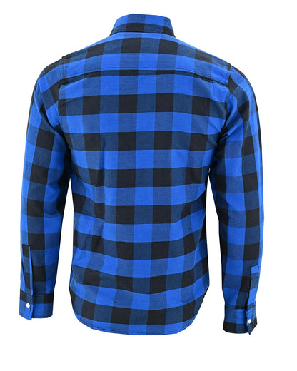 Vance Blue Men's Long Sleeve Plaid Snap Down Casual Flannel Shirt, 100% Cotton