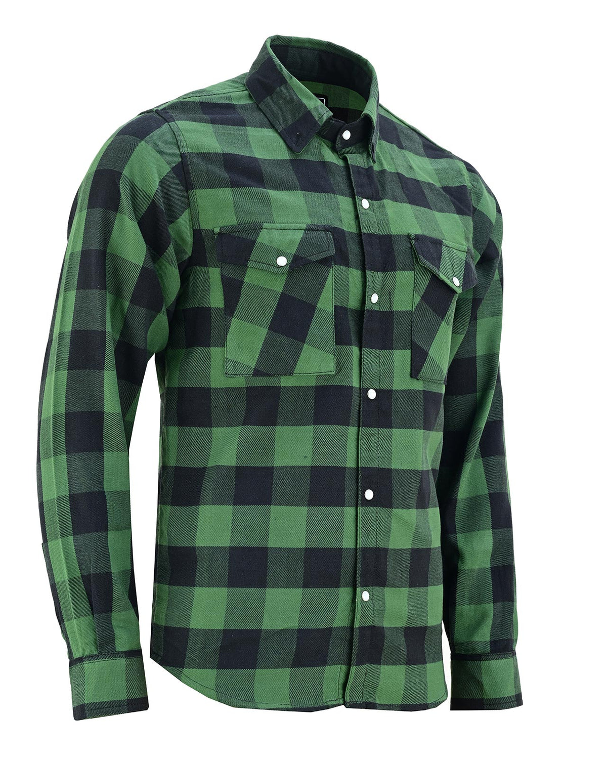 Vance VB740GnB Green Men's Long Sleeve Plaid Snap Down Casual Flannel Shirt, 100% Cotton