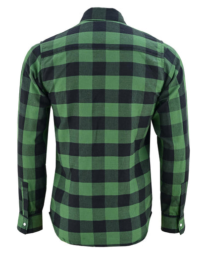Vance VB740GnB Green Men's Long Sleeve Plaid Snap Down Casual Flannel Shirt, 100% Cotton