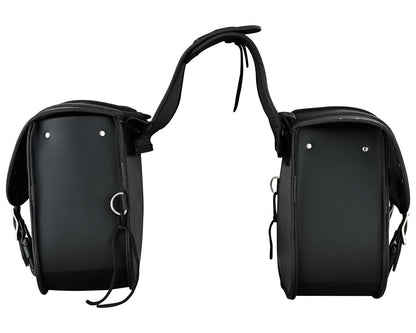 Vance Studded Motorcycle Saddlebags 18L Water-Resistant, Reinforced PVC Fits Honda, Yamaha, Kawasaki, Indian, Harley