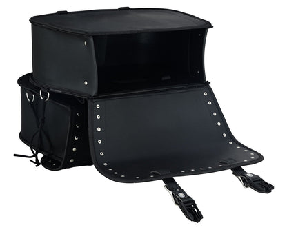 Vance Studded Motorcycle Saddlebags 18L Water-Resistant, Reinforced PVC Fits Honda, Yamaha, Kawasaki, Indian, Harley