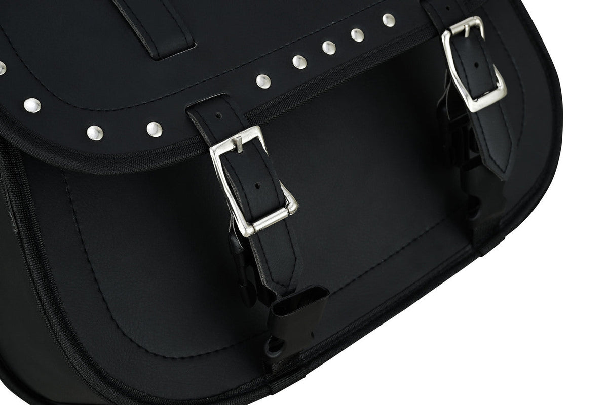 Vance Studded Motorcycle Saddlebags 18L Water-Resistant, Reinforced PVC Fits Honda, Yamaha, Kawasaki, Indian, Harley