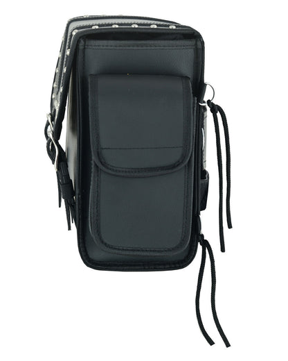 Vance Medium Black Studded Motorcycle Sissy Bar Bag for Harley Davidson Motorcycles