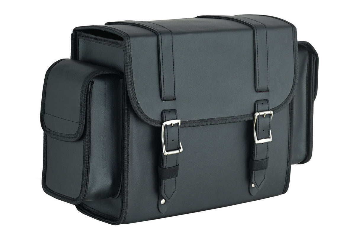 Vance Medium Black Plain Motorcycle Sissy Bar Bag for Harley Davidson Motorcycles