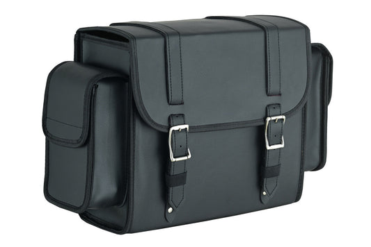 Vance Medium Black Plain Motorcycle Sissy Bar Bag for Harley Davidson Motorcycles