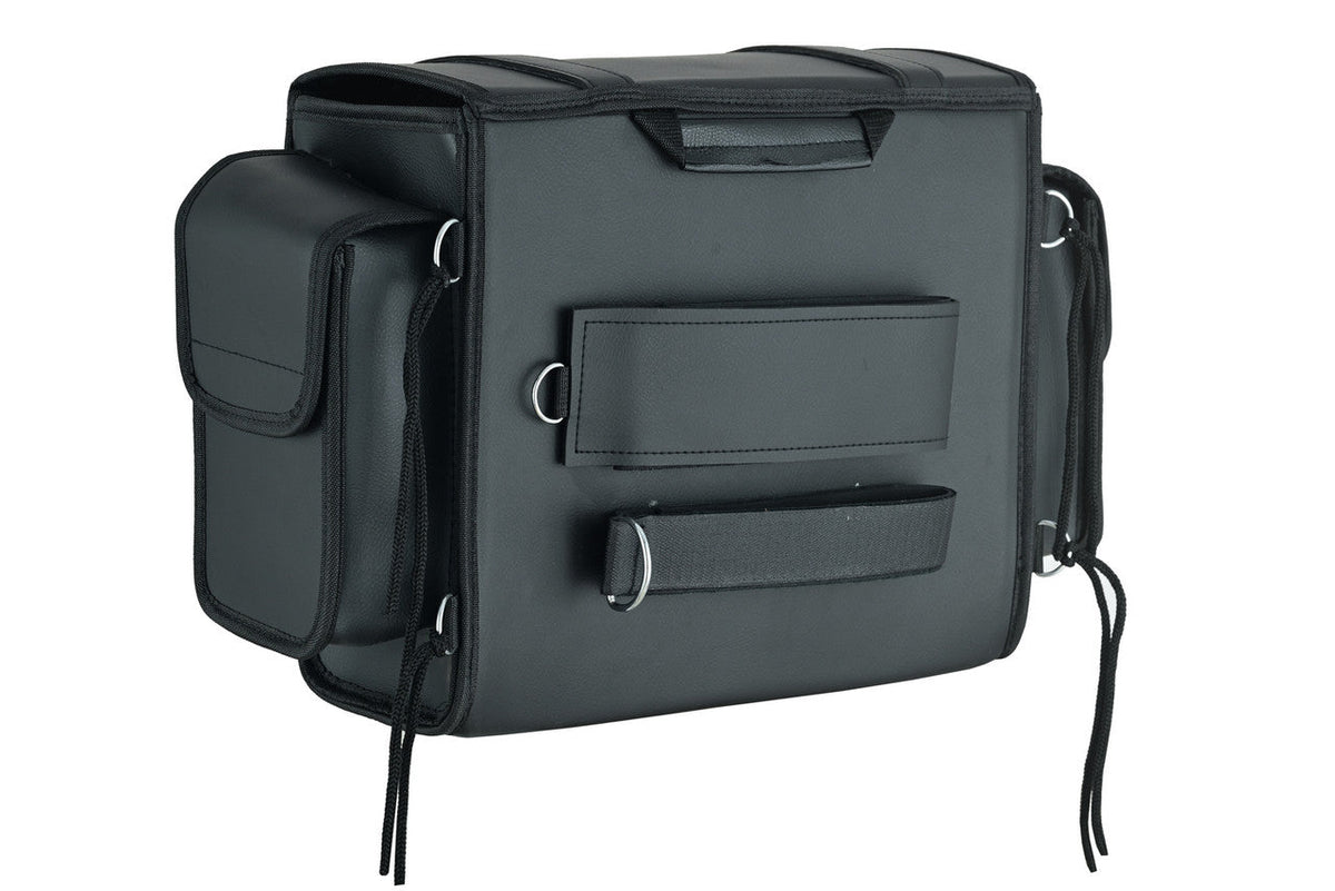 Vance Medium Black Plain Motorcycle Sissy Bar Bag for Harley Davidson Motorcycles