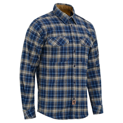 Men's Keen Midnight Long Sleeve Plaid Button Down Casual Flannel Shirt, 100% Cotton, Corduroy Collar & Cuffs