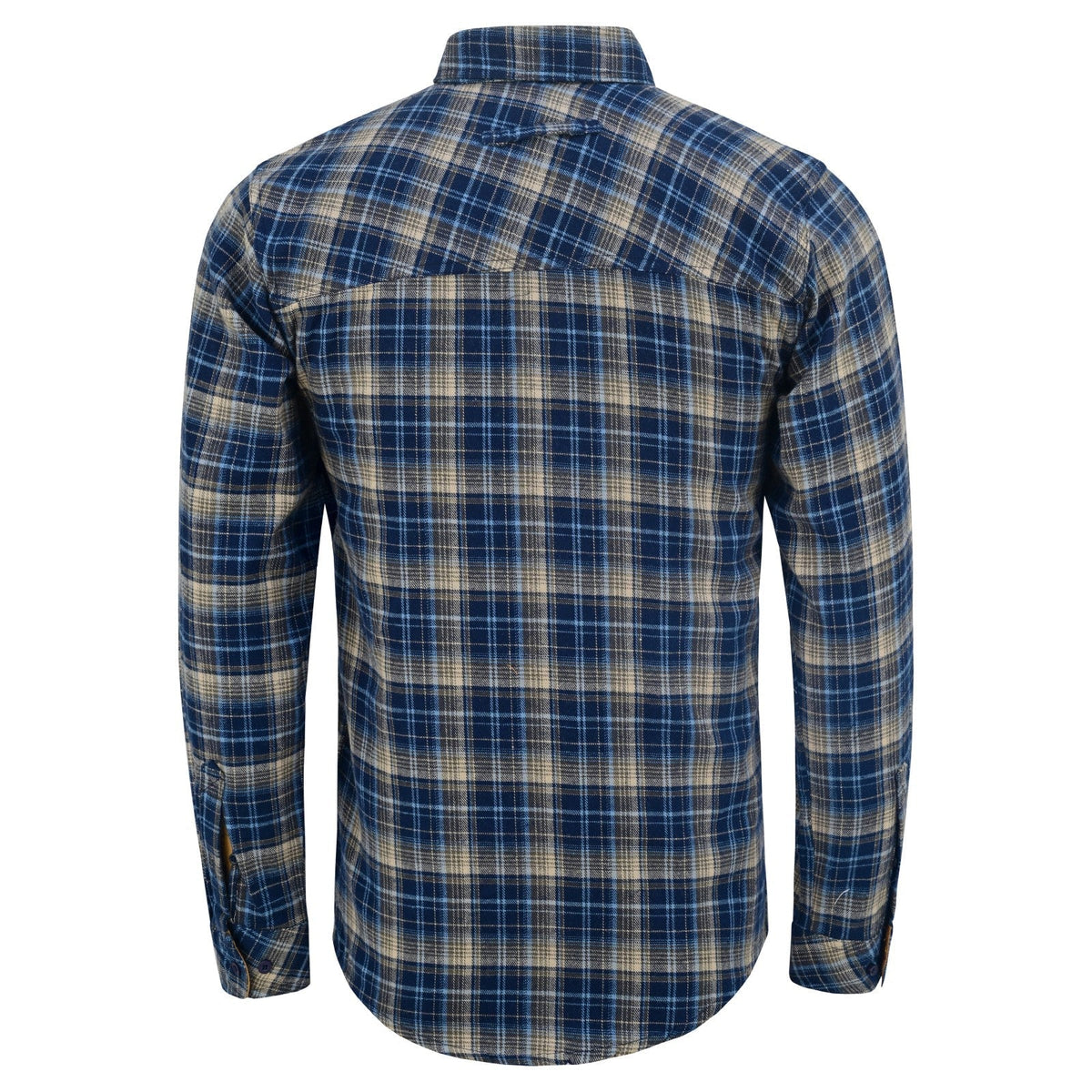 Men's Keen Midnight Long Sleeve Plaid Button Down Casual Flannel Shirt, 100% Cotton, Corduroy Collar & Cuffs