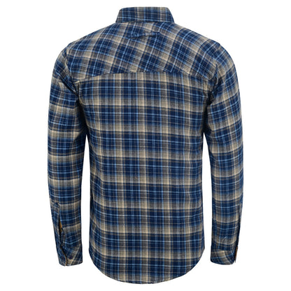 Men's Keen Midnight Long Sleeve Plaid Button Down Casual Flannel Shirt, 100% Cotton, Corduroy Collar & Cuffs