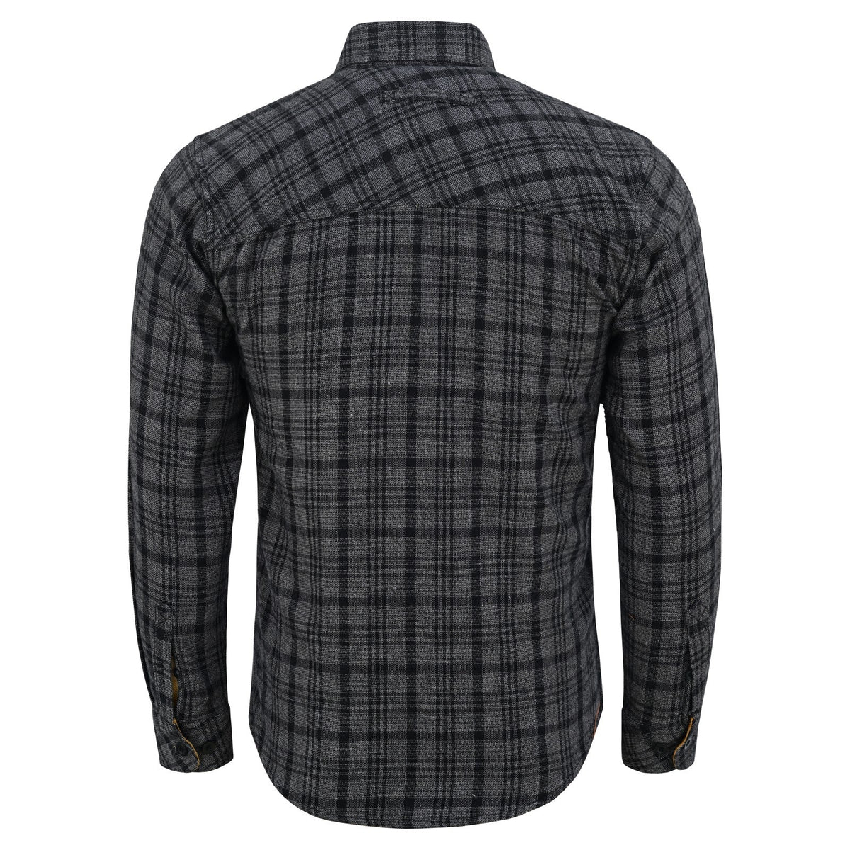 Men's Dark Truffle Long Sleeve Plaid Button Down Casual Flannel Shirt, 100% Cotton, Corduroy Collar & Cuffs
