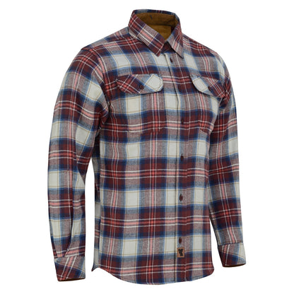 Men's Merlot Long Sleeve Plaid Button Down Casual Flannel Shirt, 100% Cotton, Corduroy Collar & Cuffs