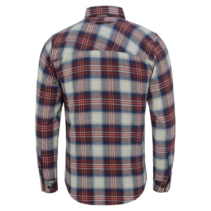 Men's Merlot Long Sleeve Plaid Button Down Casual Flannel Shirt, 100% Cotton, Corduroy Collar & Cuffs