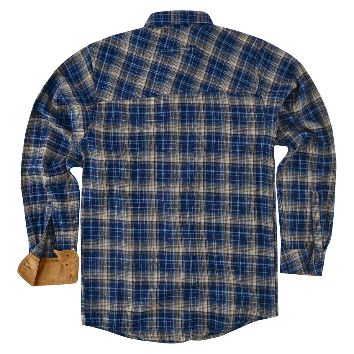 Men's Keen Midnight Long Sleeve Plaid Button Down Casual Flannel Shirt, 100% Cotton, Corduroy Collar & Cuffs