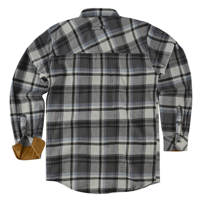 Men's Charcoal Checkered Long Sleeve Plaid Button Down Casual Flannel Shirt, 100% Cotton, Corduroy Collar & Cuffs