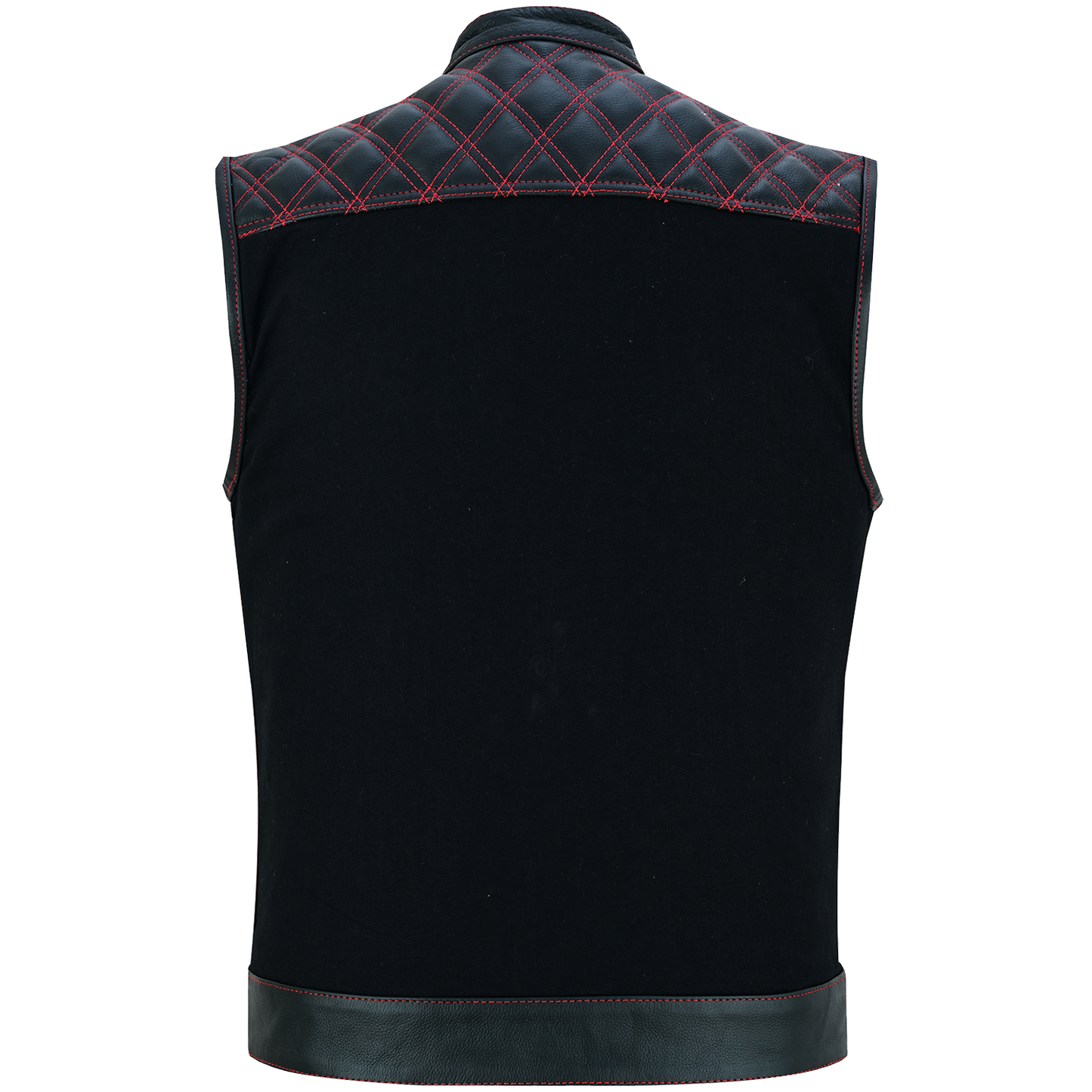 Vance Leather Men's Motorcycle Biker Club Vest w/Red Stitching