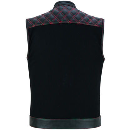 Vance Leather Men's Motorcycle Biker Club Vest w/Red Stitching
