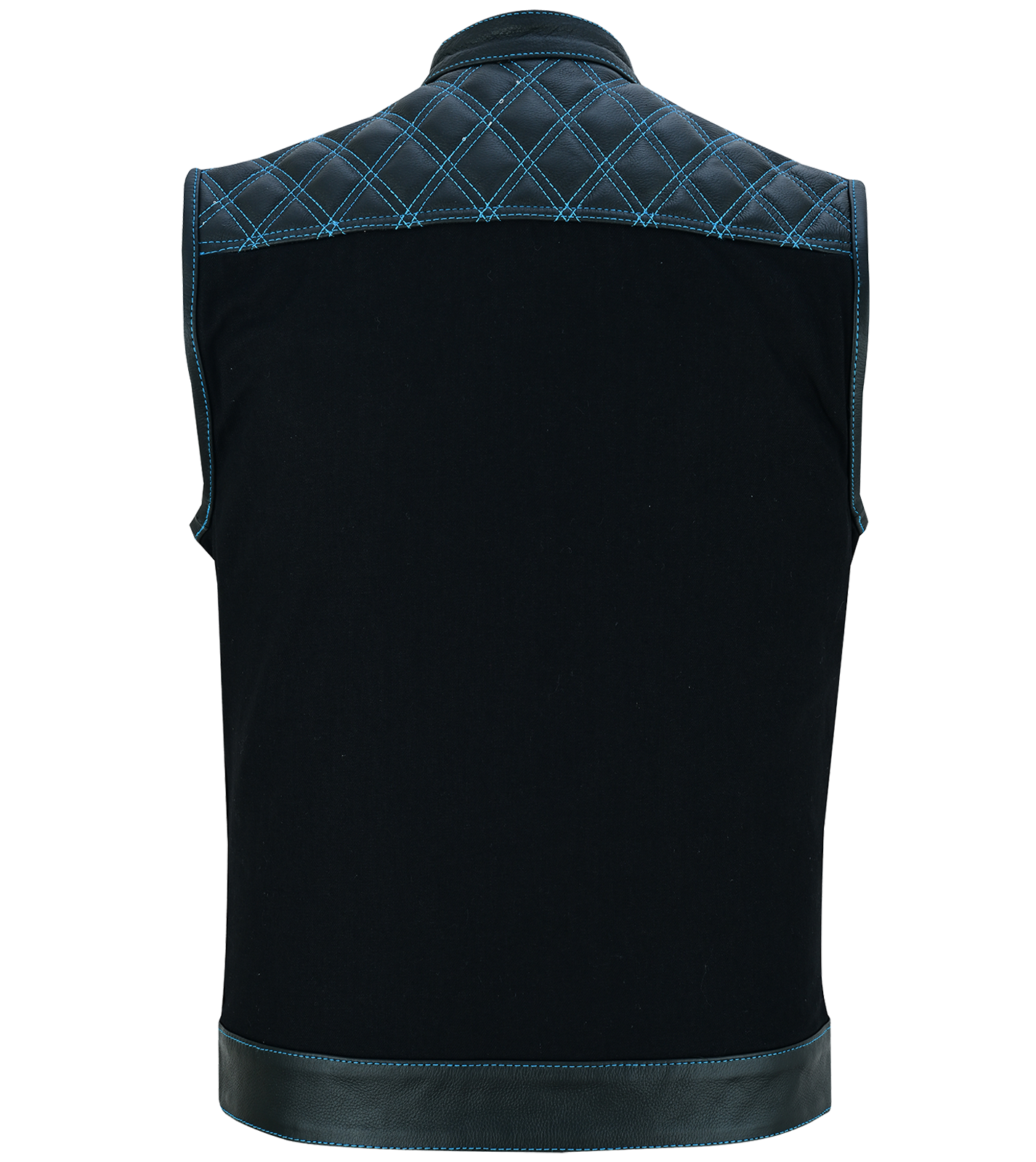 Vance Leather Men's Motorcycle Biker Club Vest w/Blue Stitching