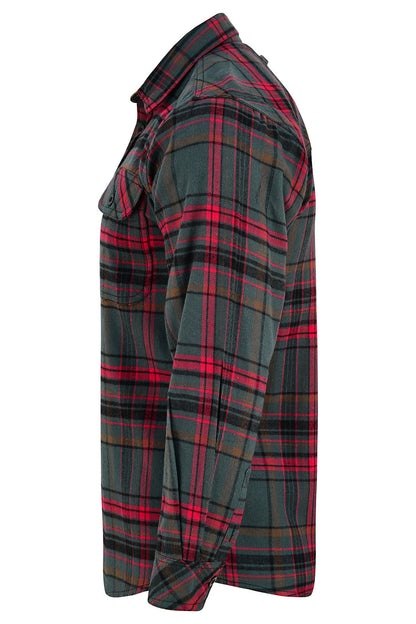 Woodlot Men's Long Sleeve Plaid Button Down Casual Flannel Shirt, 100% Cotton, Corduroy Cuffs