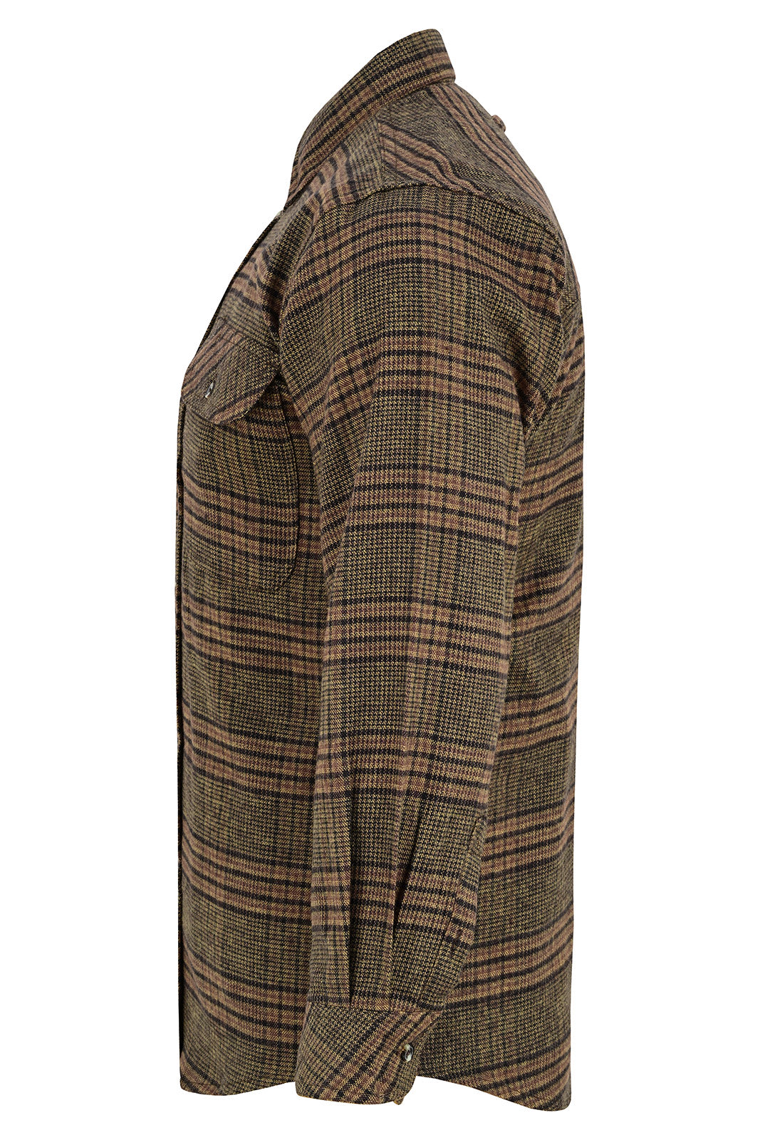 Vance Leather VB1715BRN Sequoia Men's Long Sleeve Plaid Button Down Casual Flannel Shirt, 100% Cotton, Corduroy Cuffs