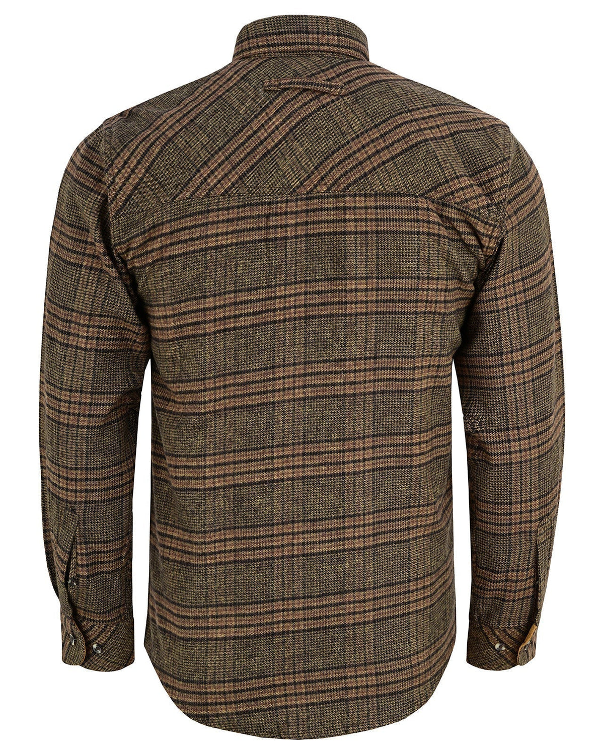 Vance Leather VB1715BRN Sequoia Men's Long Sleeve Plaid Button Down Casual Flannel Shirt, 100% Cotton, Corduroy Cuffs